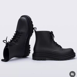 Melissa Women Cosmo Black Platform Festival Lace Combat Boots size 5